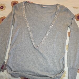 Max & Co. Embellished Deep-V Knit Top